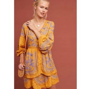 Anthropologie Lisette Embroidered Tunic Dress